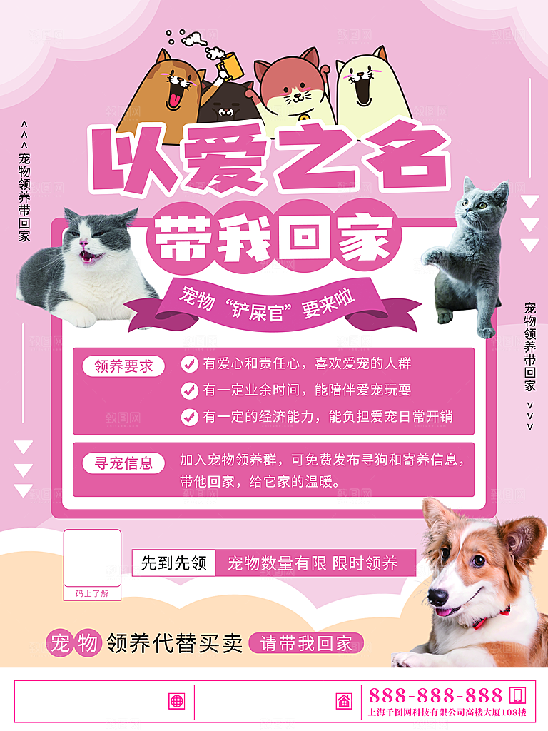 宠物动物口粮商店美容海报