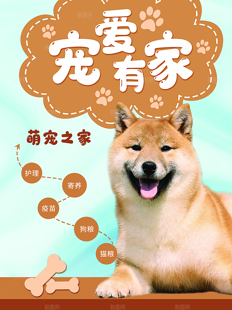 宠物动物口粮商店美容海报
