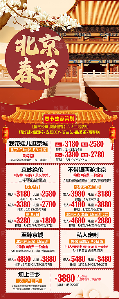 北京旅行故宫长城京津旅游海报