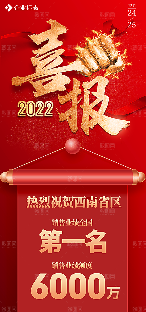 公司企业业绩销售战报喜报海报