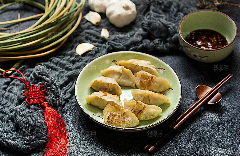 煎饺水饺美食背景