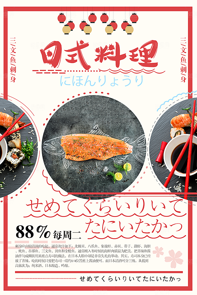 日式日本料理刺身海报