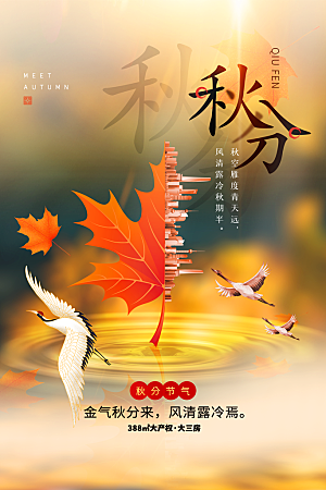秋分节气简约大气海报