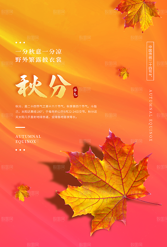 传统节气秋分海报模板