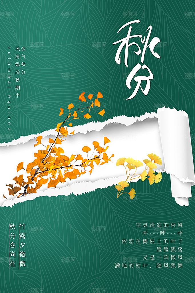 传统节气秋分海报模板