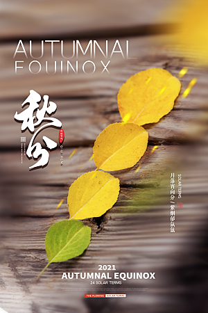 秋分节气简约大气海报