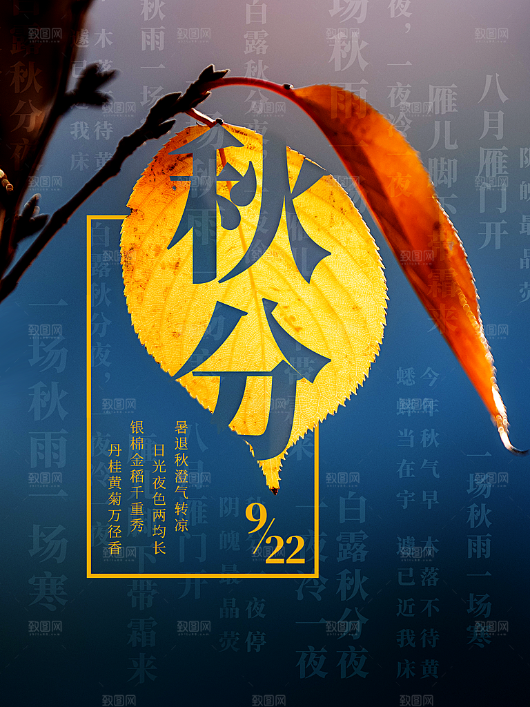 传统节气秋分海报模板