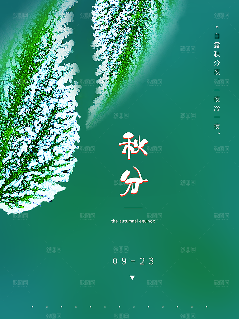 秋分节气简约大气海报