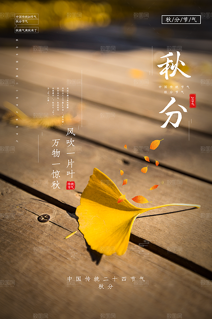 传统节气秋分海报模板