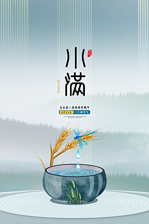 小满节气简约大气海报