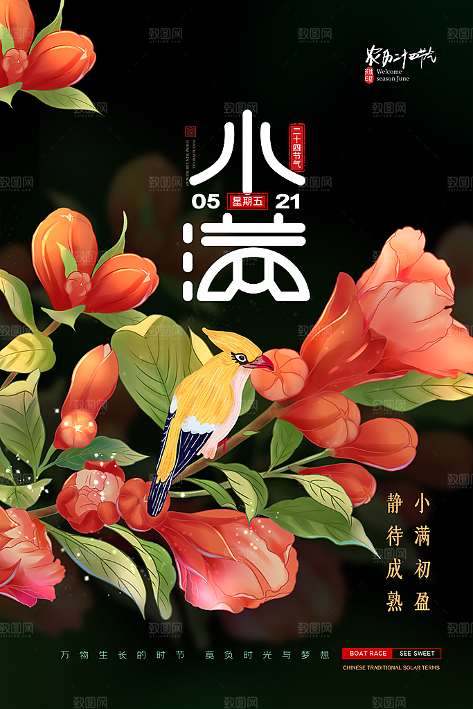 传统节气小满海报模版