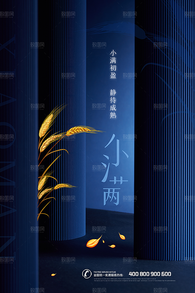 传统节气小满海报模版