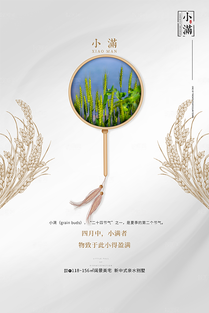 传统节气小满海报模版
