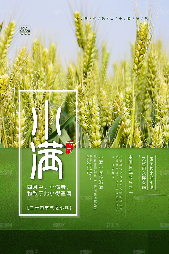传统节气小满海报模版
