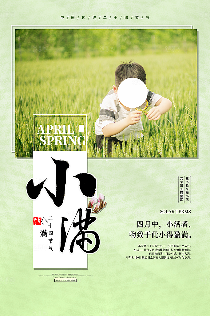 传统节气小满海报模版
