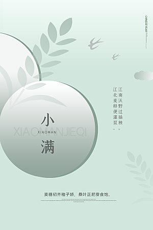 小满节气简约大气海报