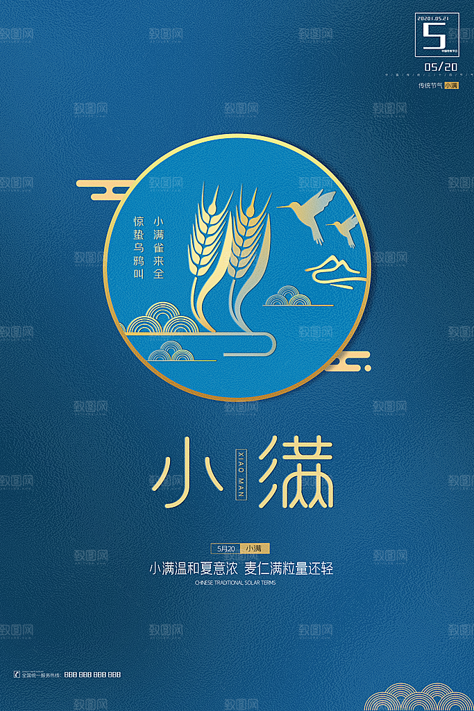 小满节气简约大气海报
