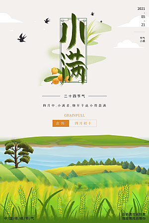 传统节气小满海报模版