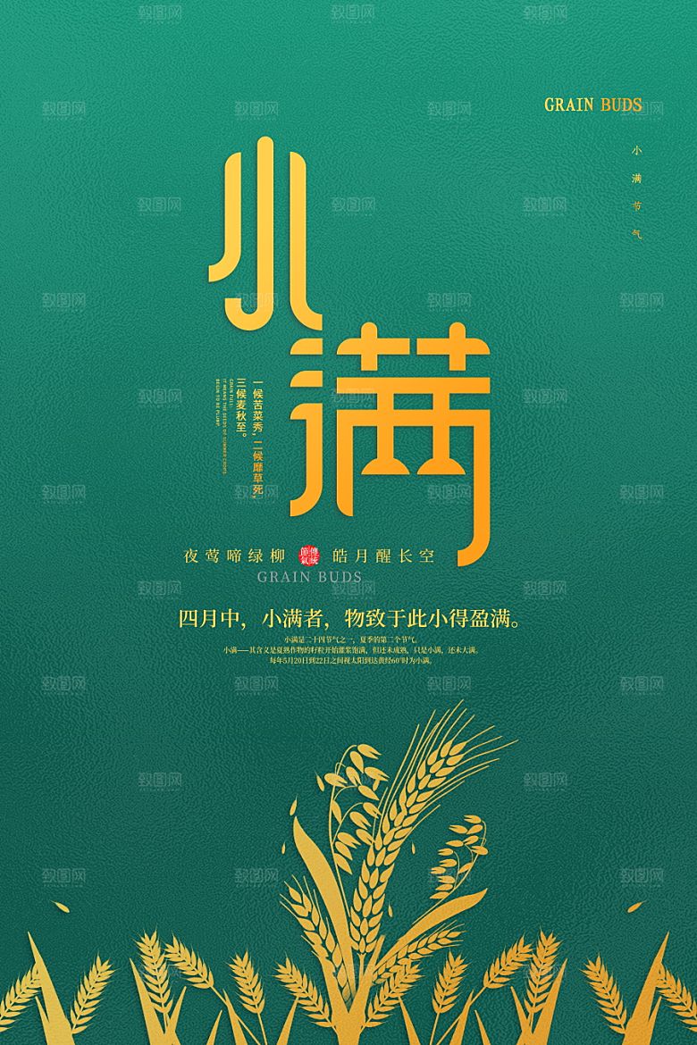 传统节气小满海报模版