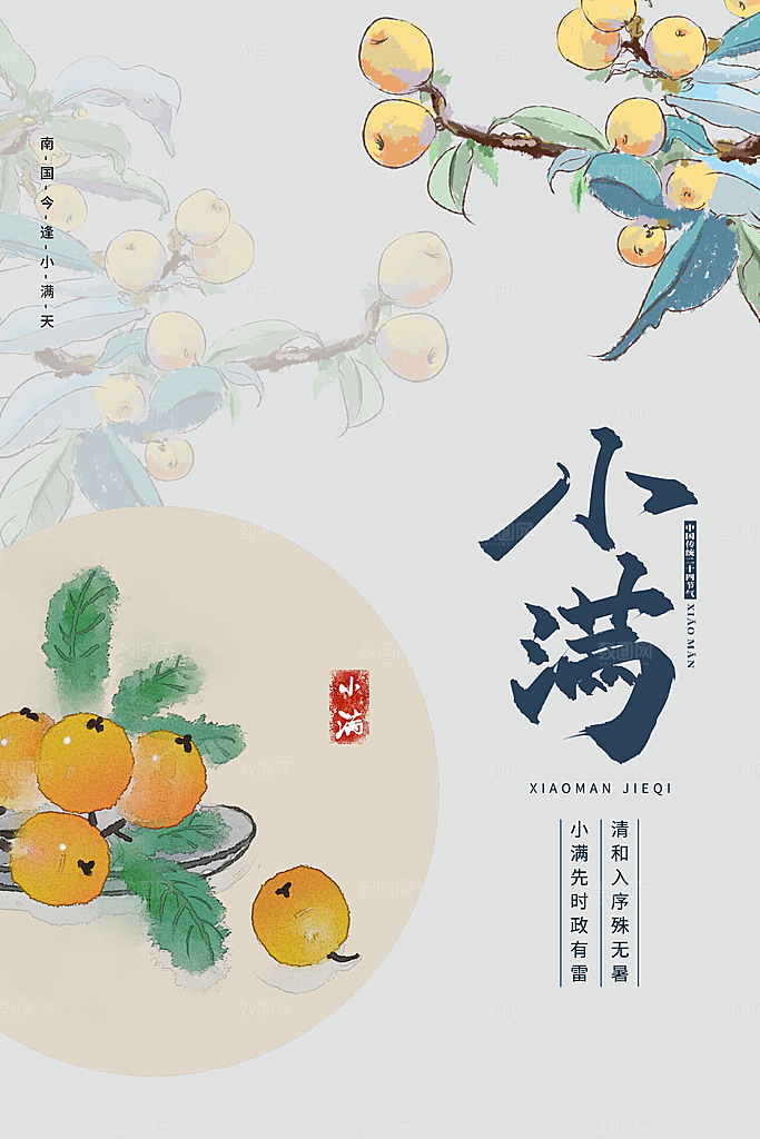 传统节气小满海报模版