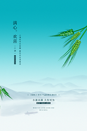 小满节气简约大气海报