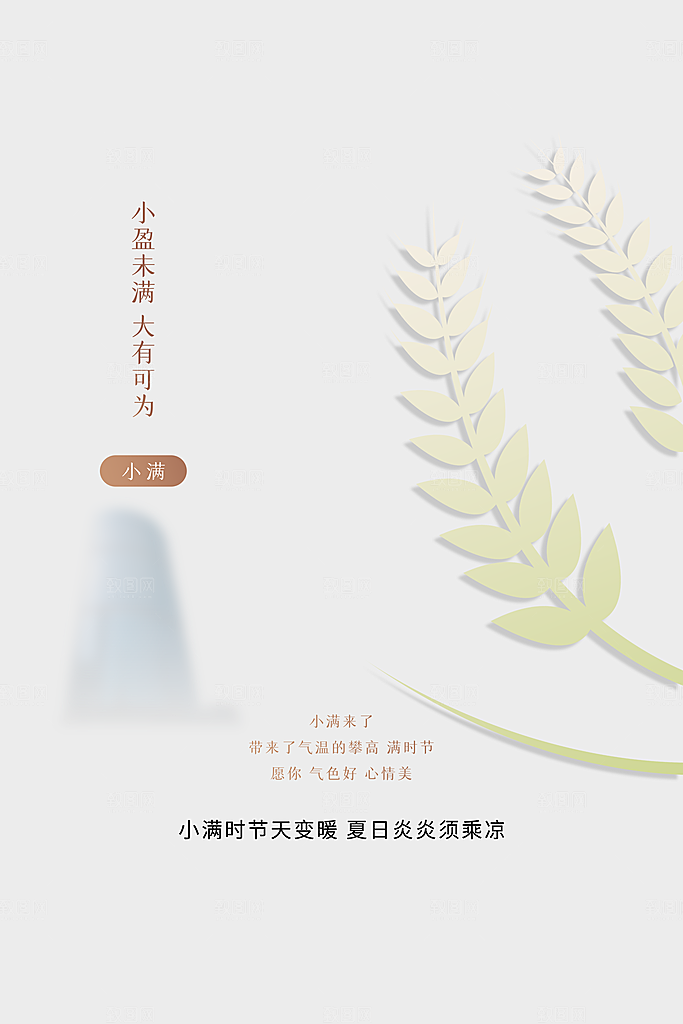 小满节气简约大气海报