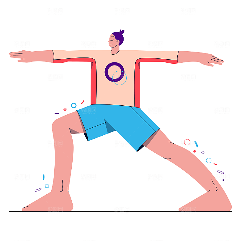 扁平青年人物运动插画素材