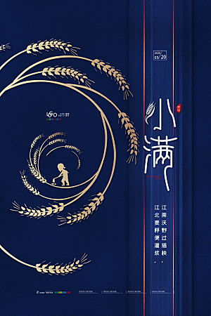 小满节气简约大气海报
