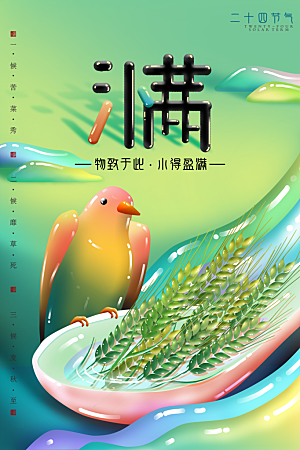 小满节气简约大气海报
