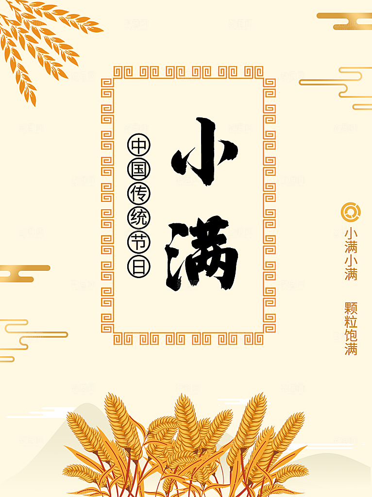 小满节气简约大气海报