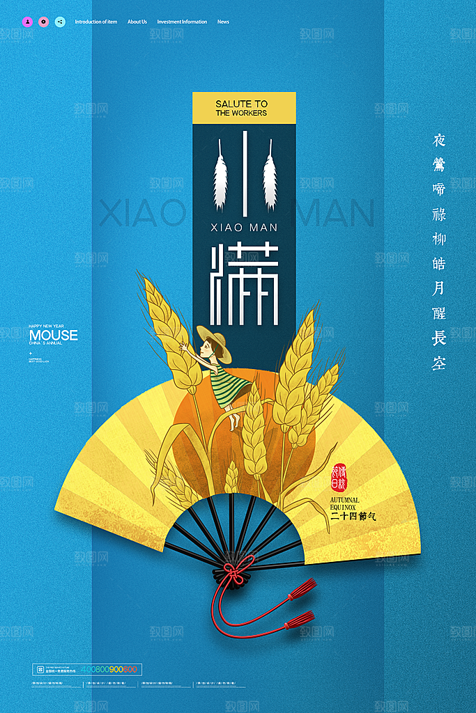 小满节气简约大气海报