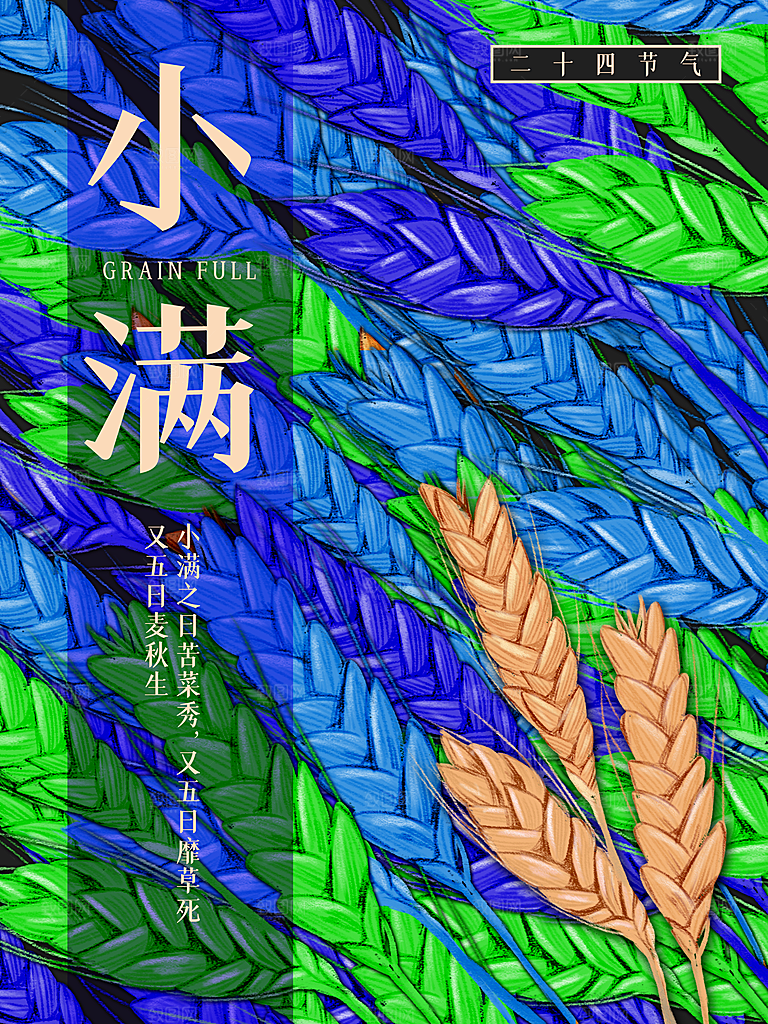 小满节气简约大气海报