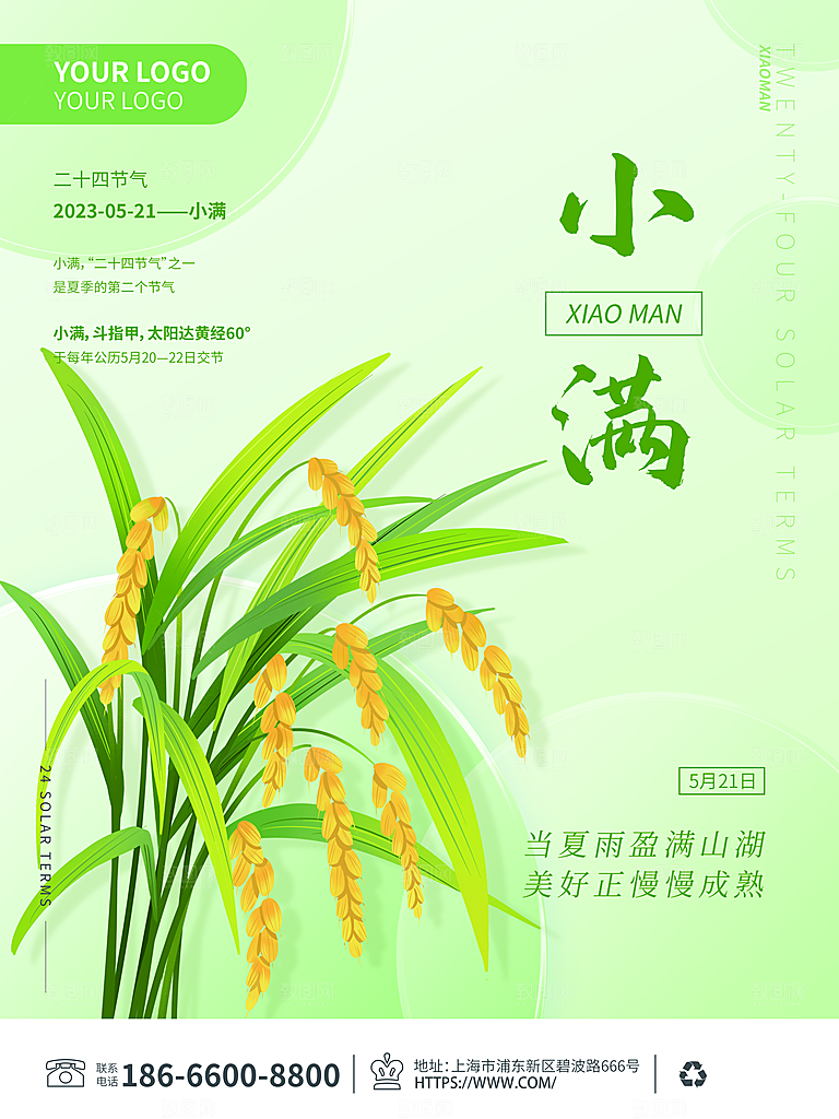传统节气小满海报模版