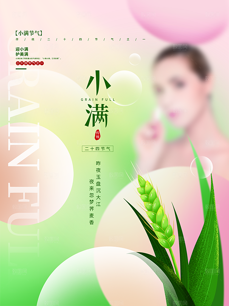 传统节气小满海报模版