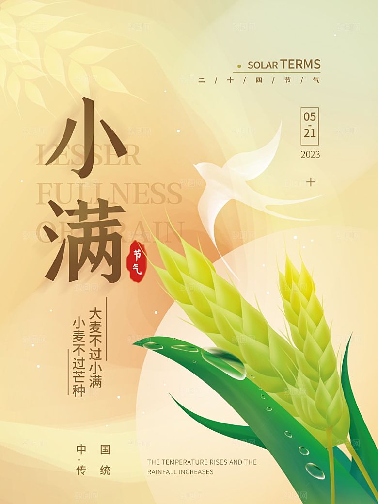 小满节气简约大气海报