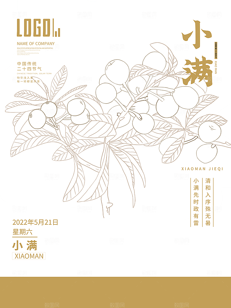 传统节气小满海报模版
