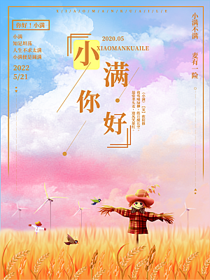 小满节气简约大气海报
