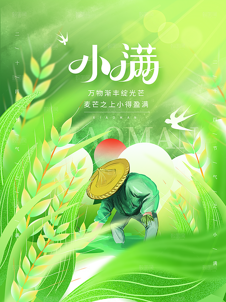 传统节气小满海报模版