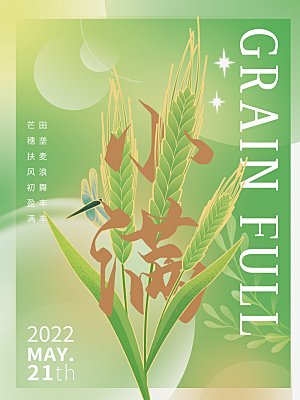 传统节气小满海报模版