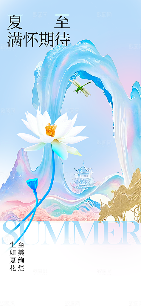 夏至节气传统海报