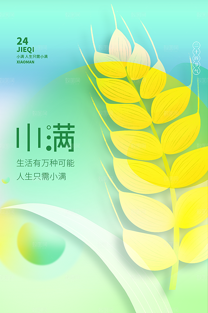 小满节气简约大气海报