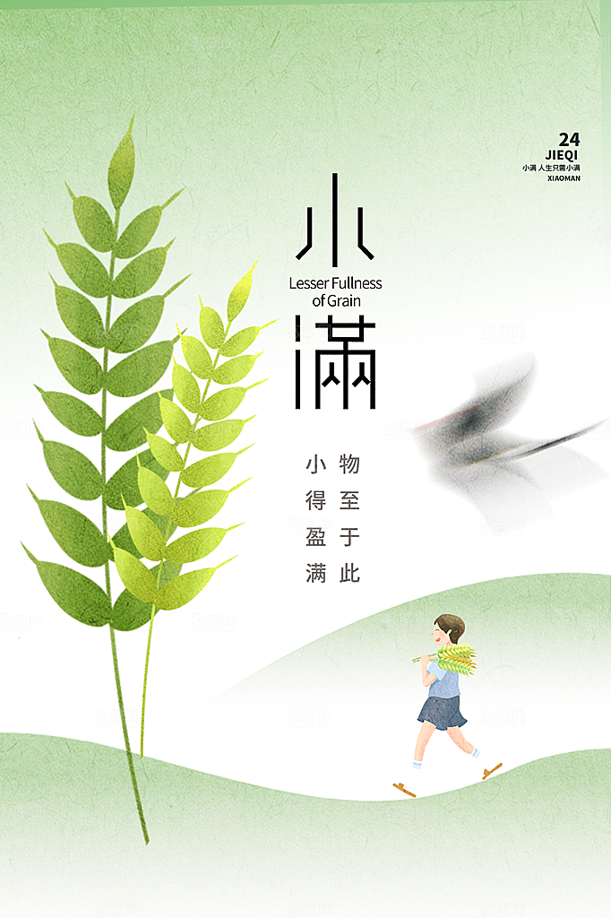 传统节气小满海报模版