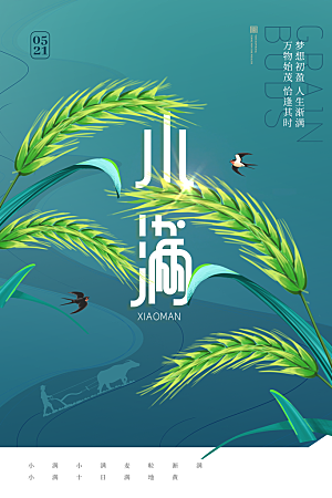 传统节气小满海报模版