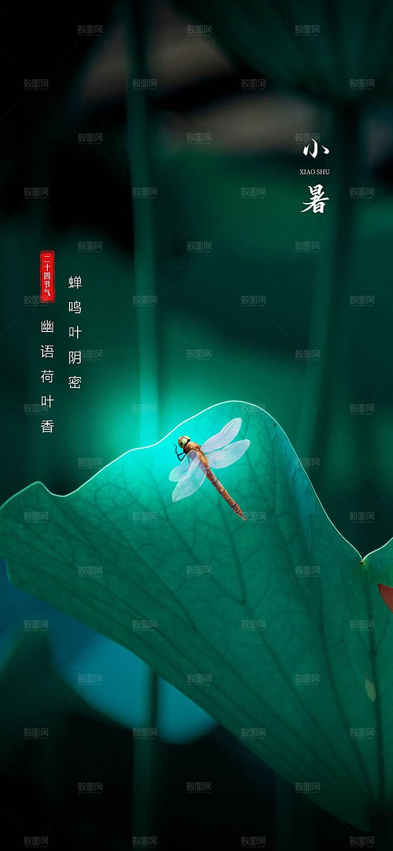 传统节气小暑海报模版
