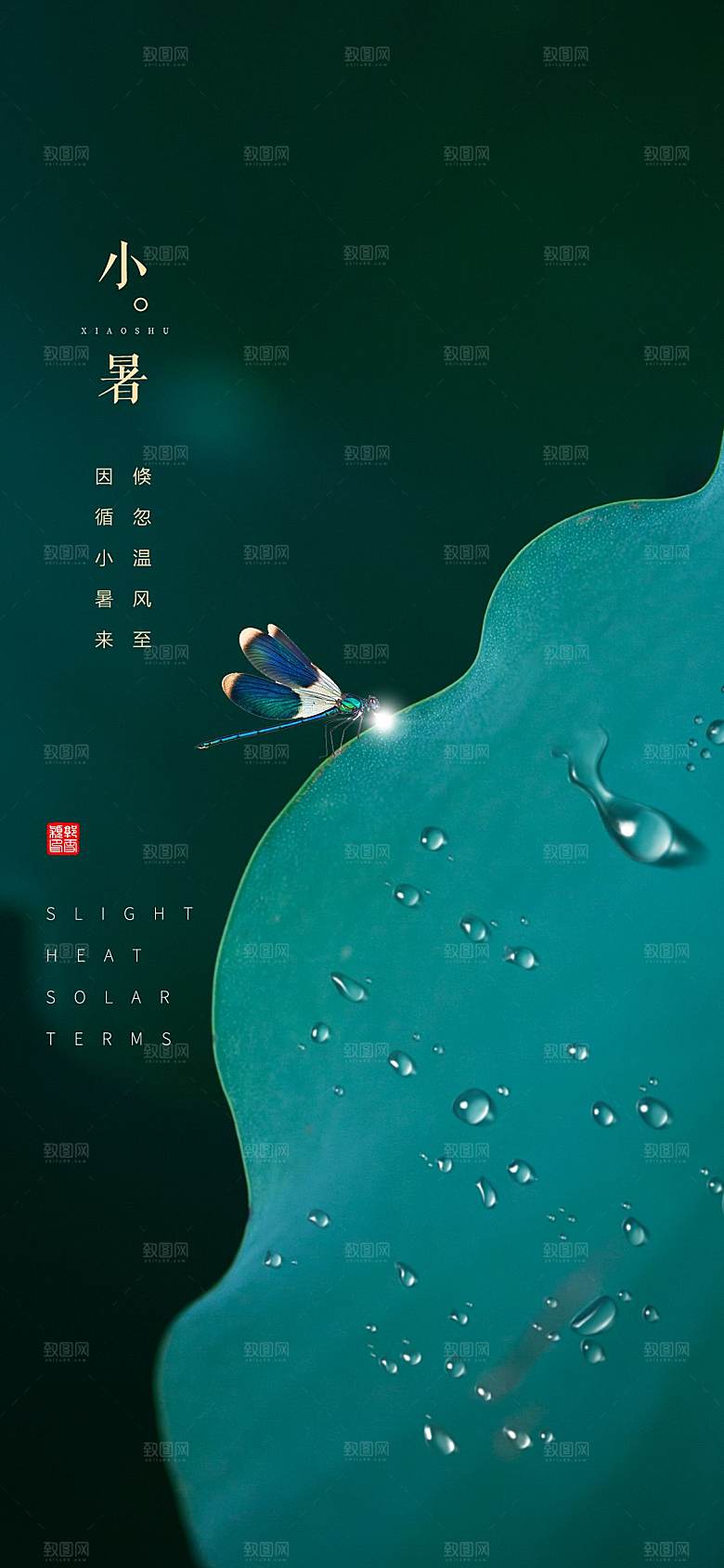 传统节气小暑海报模版
