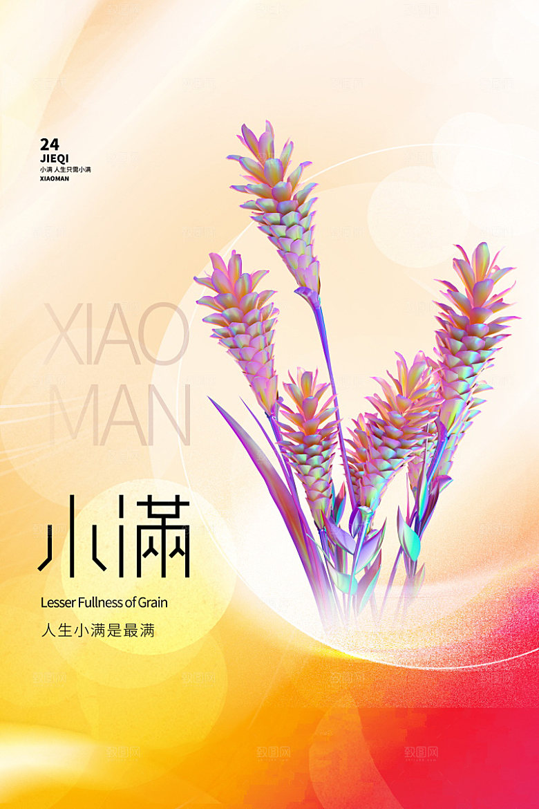 小满节气简约大气海报