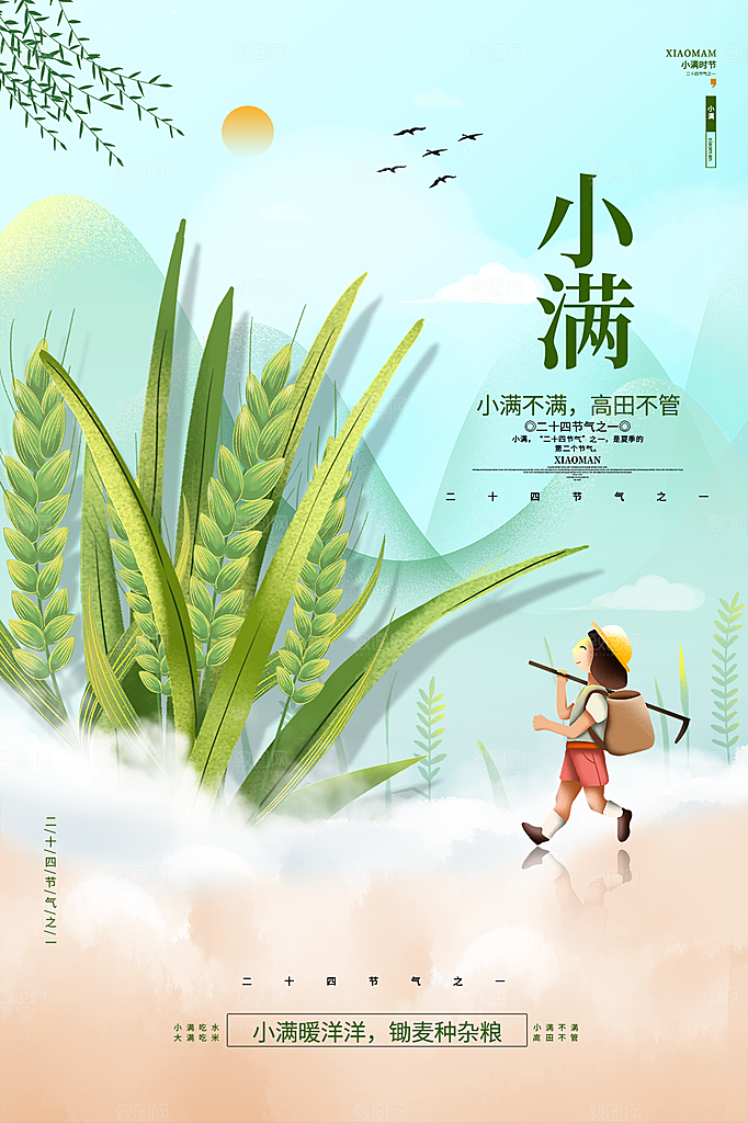 小满节气简约大气海报