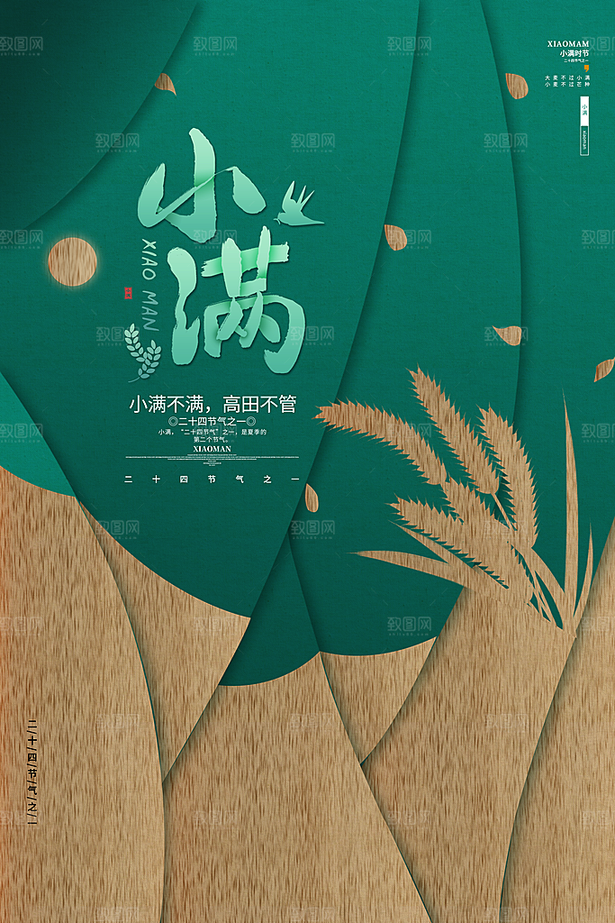 小满节气简约大气海报