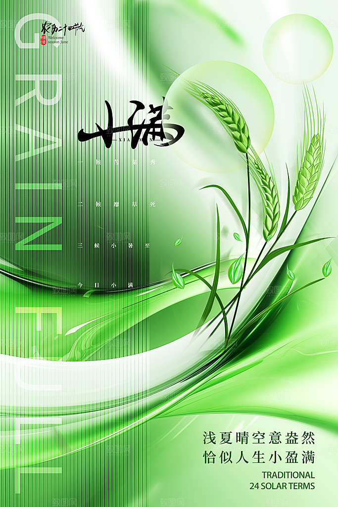 传统节气小满海报模版
