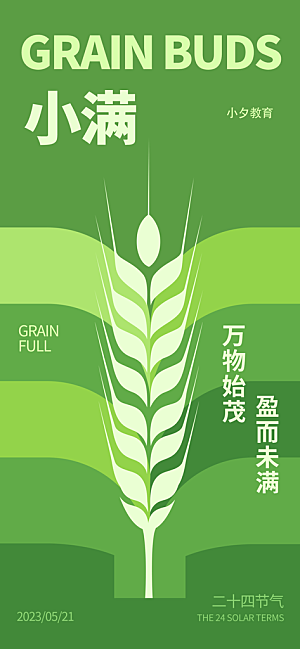 小满节气简约大气海报